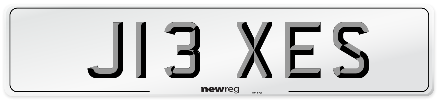 J13 XES Number Plate from New Reg